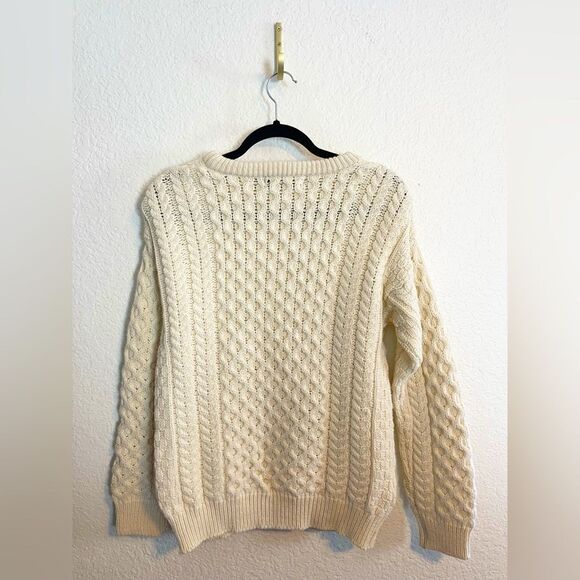 Vintage Blarney Woolen Mills Irish Fisherman 100% Wool Cable Knit Sweater small - Picture 3 of 6